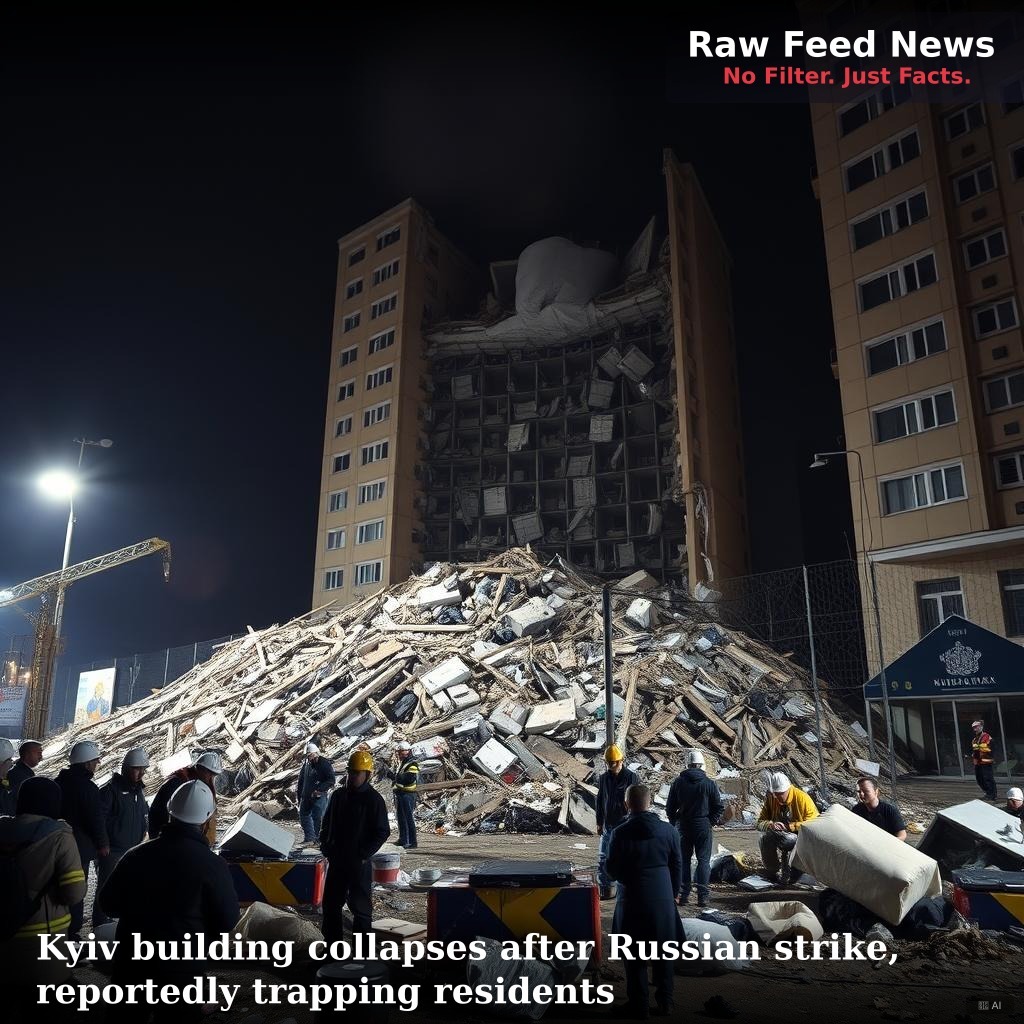 Kyiv building collapses after Russian strike, reportedly trapping residents
