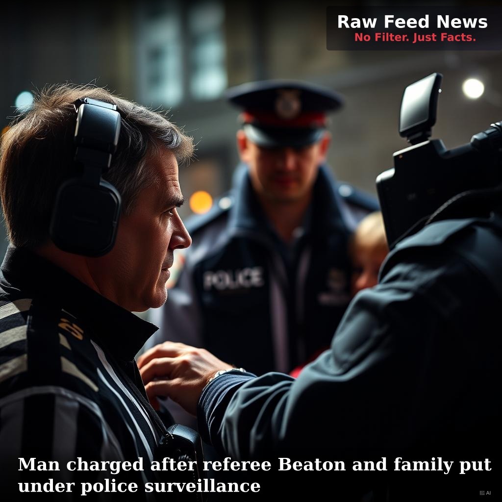 Man charged after referee Beaton and family put under police surveillance