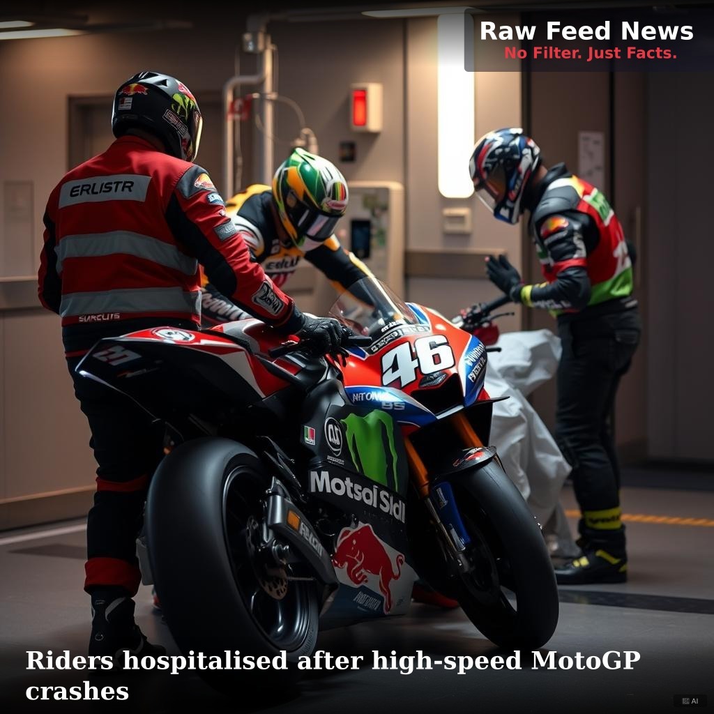 Riders hospitalised after high-speed MotoGP crashes