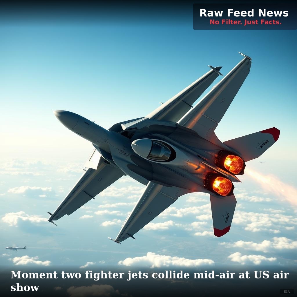 Moment two fighter jets collide mid-air at US air show
