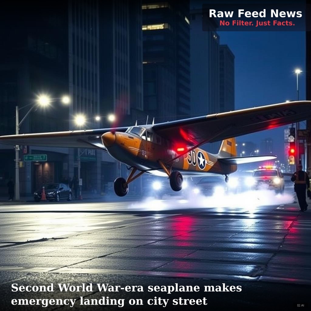 Second World War-era seaplane makes emergency landing on city street