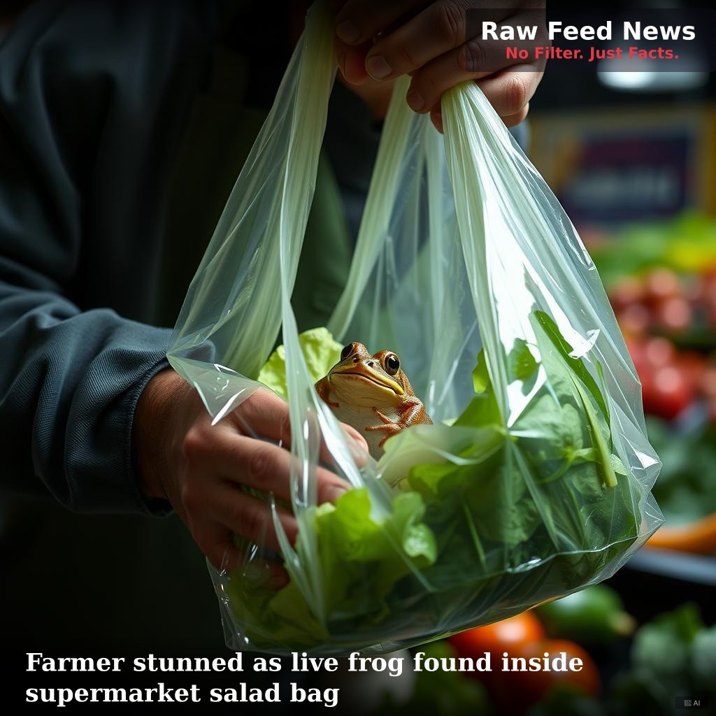 Farmer stunned as live frog found inside supermarket salad bag