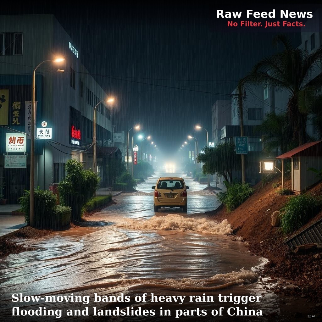 Slow-moving bands of heavy rain trigger flooding and landslides in parts of China
