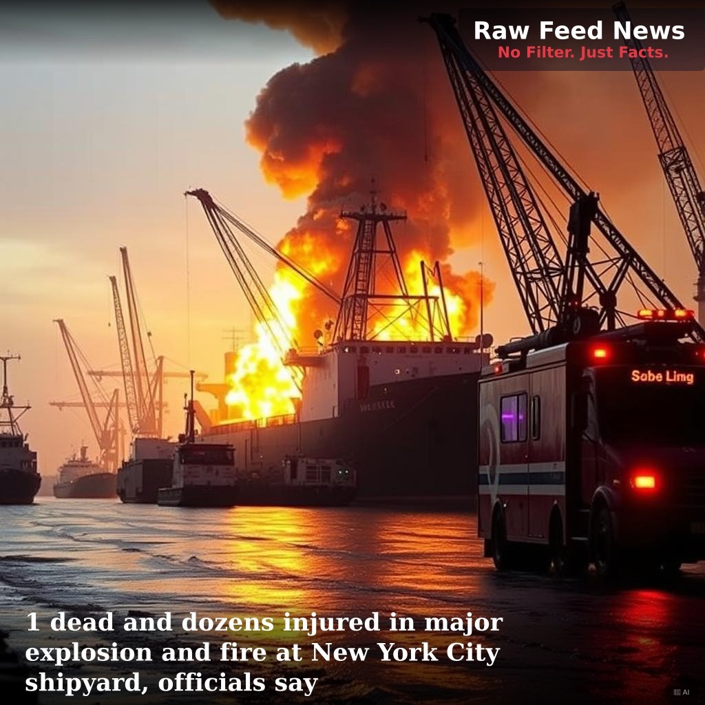 1 dead and dozens injured in major explosion and fire at New York City shipyard, officials say