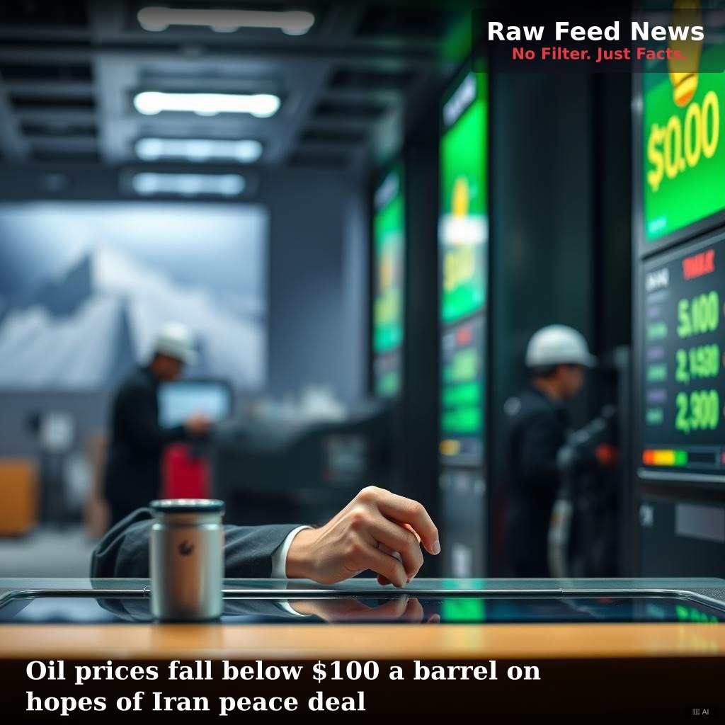 Oil prices fall below $100 a barrel on hopes of Iran peace deal