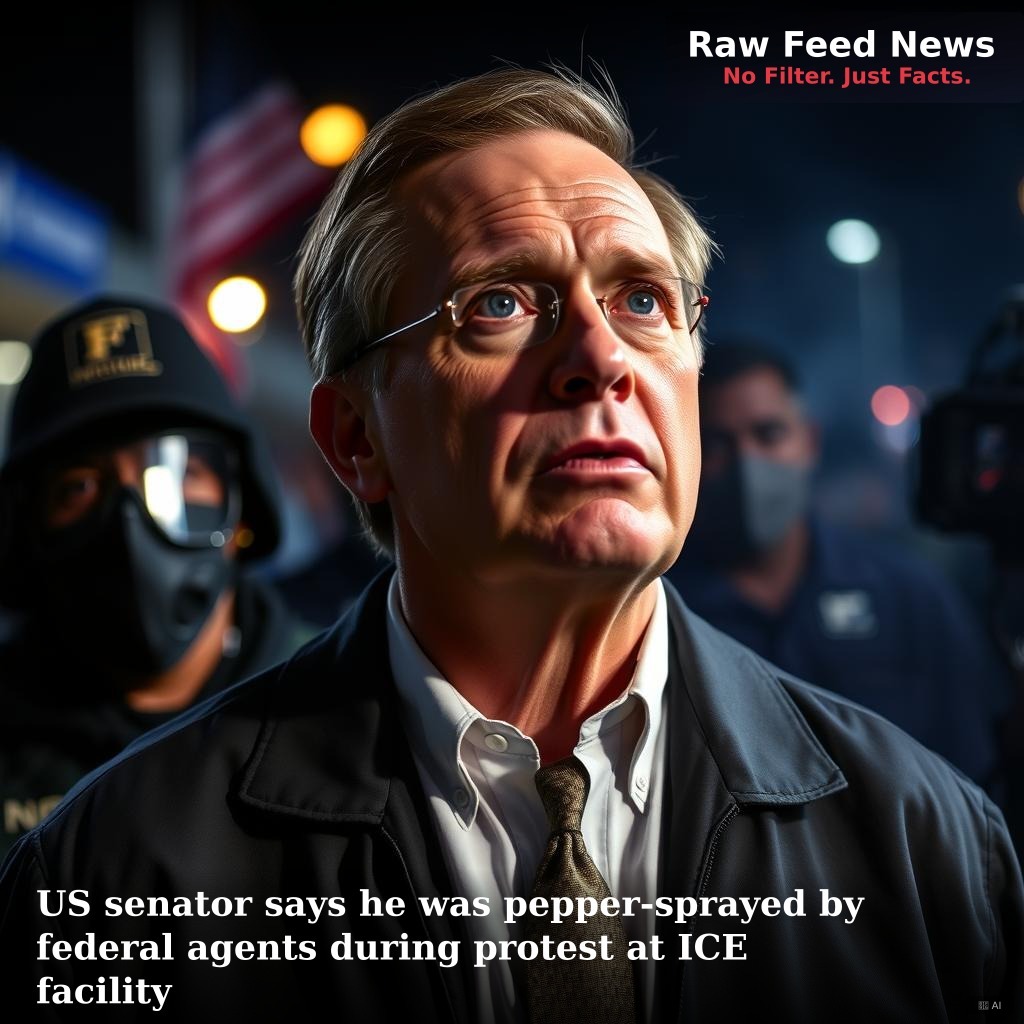 US senator says he was pepper-sprayed by federal agents during protest at ICE facility