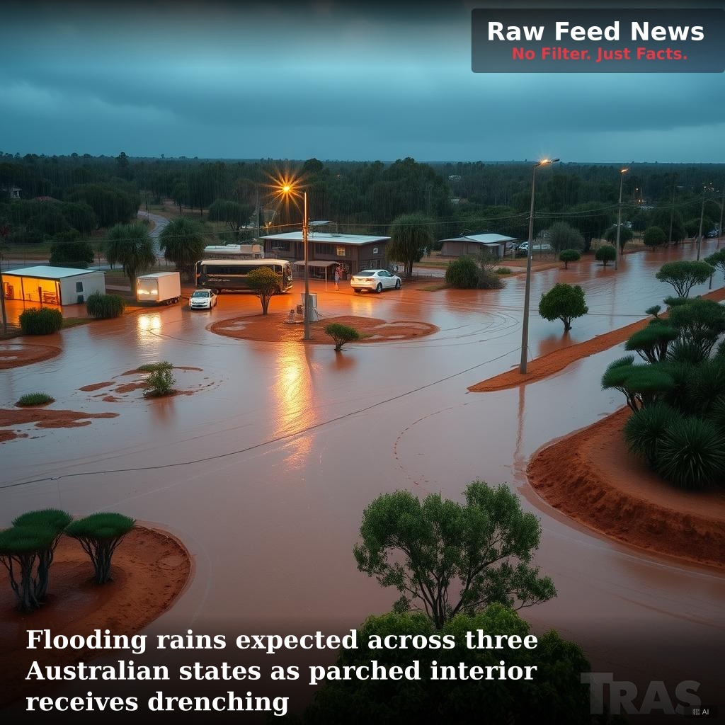 Flooding rains expected across three Australian states as parched interior receives drenching