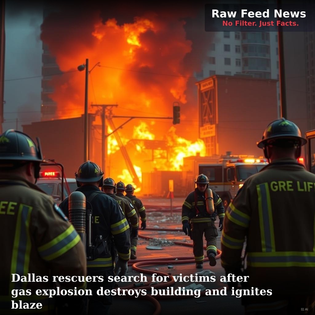 Dallas rescuers search for victims after gas explosion destroys building and ignites blaze