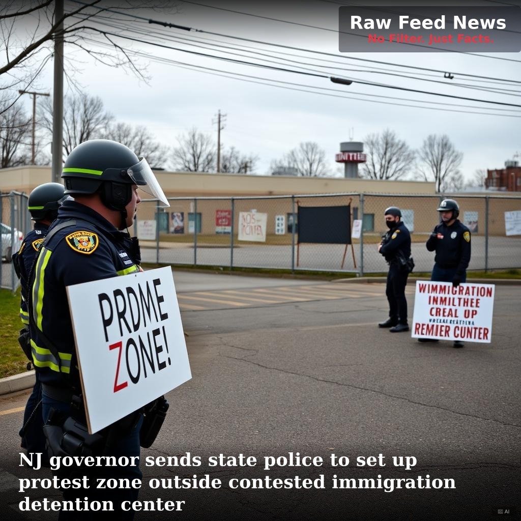 NJ governor sends state police to set up protest zone outside contested immigration detention center