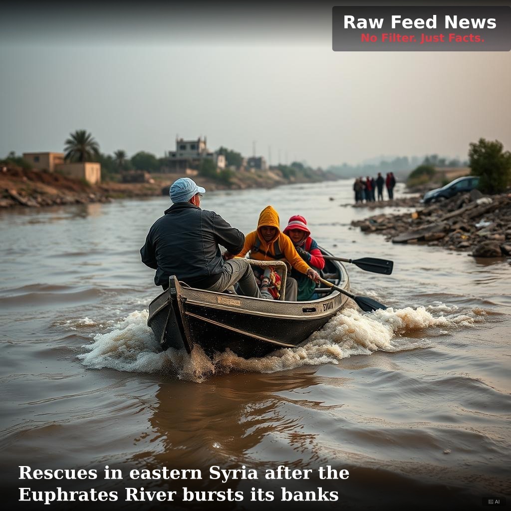 Rescues in eastern Syria after the Euphrates River bursts its banks