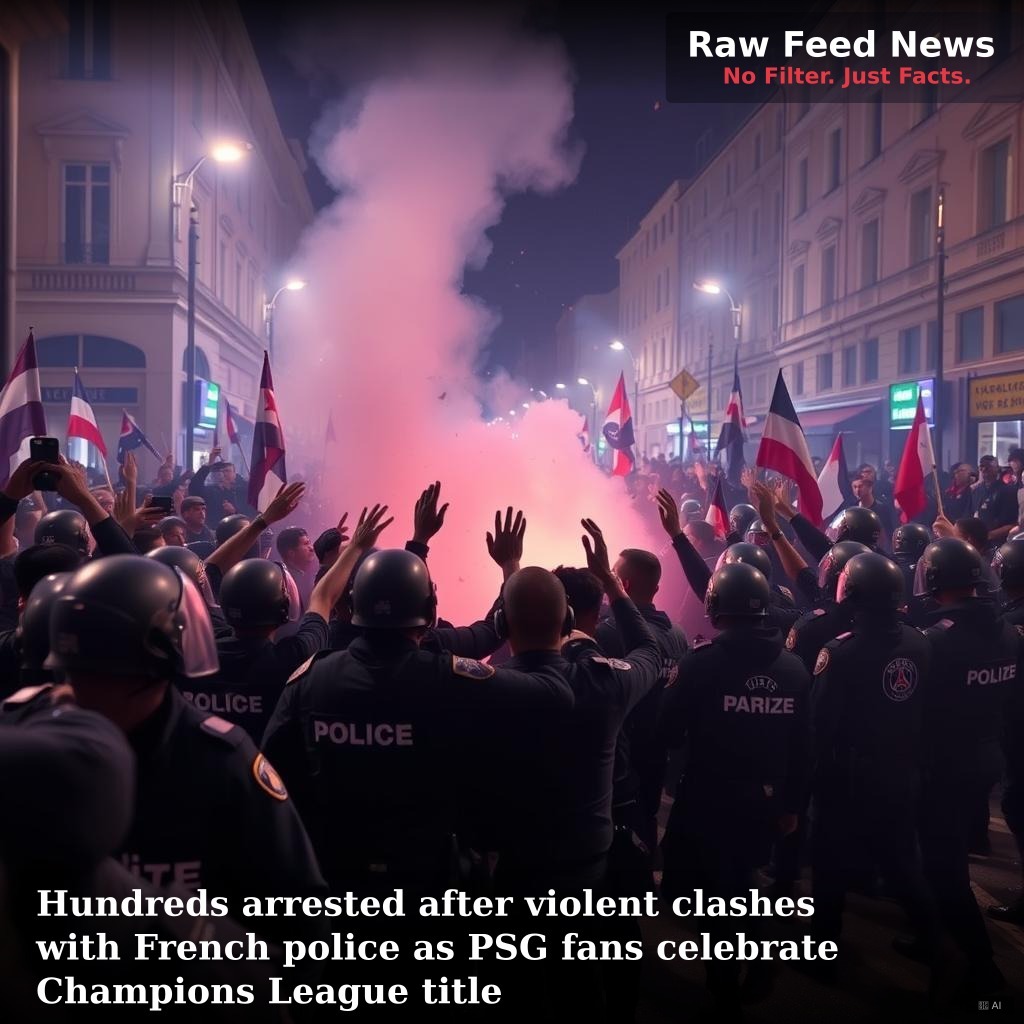 Hundreds arrested after violent clashes with French police as PSG fans celebrate Champions League title