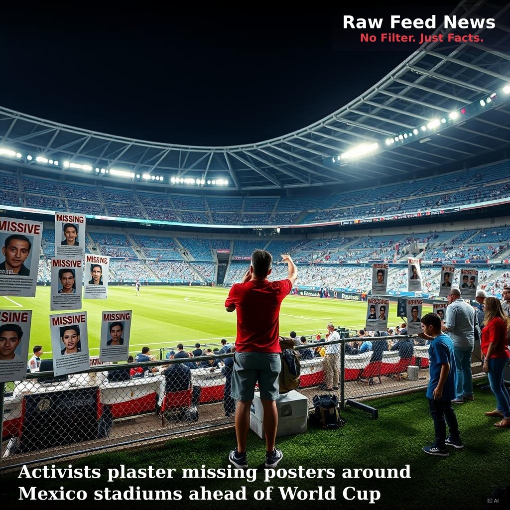 Activists plaster missing posters around Mexico stadiums ahead of World Cup