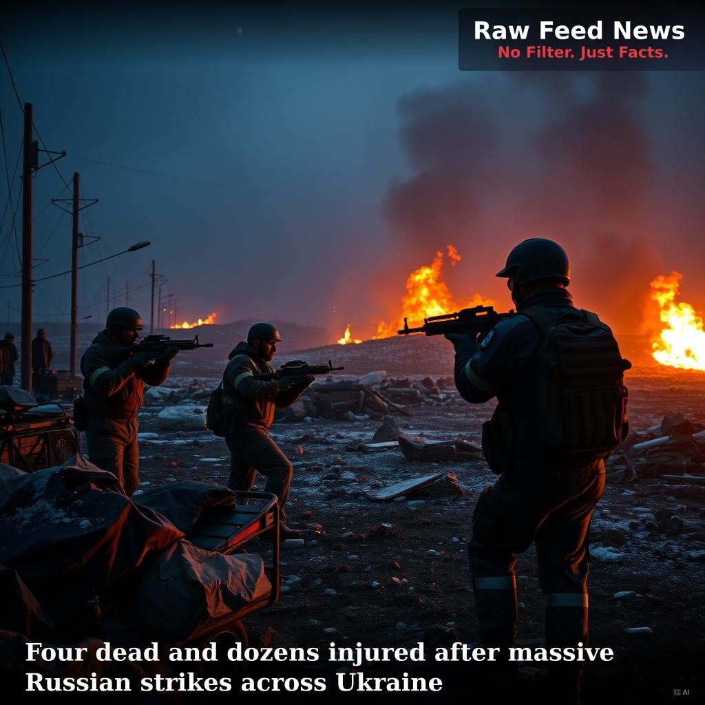 Four dead and dozens injured after massive Russian strikes across Ukraine