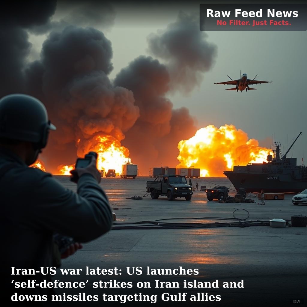 Iran-US war latest: US launches ‘self-defence’ strikes on Iran island and downs missiles targeting Gulf allies