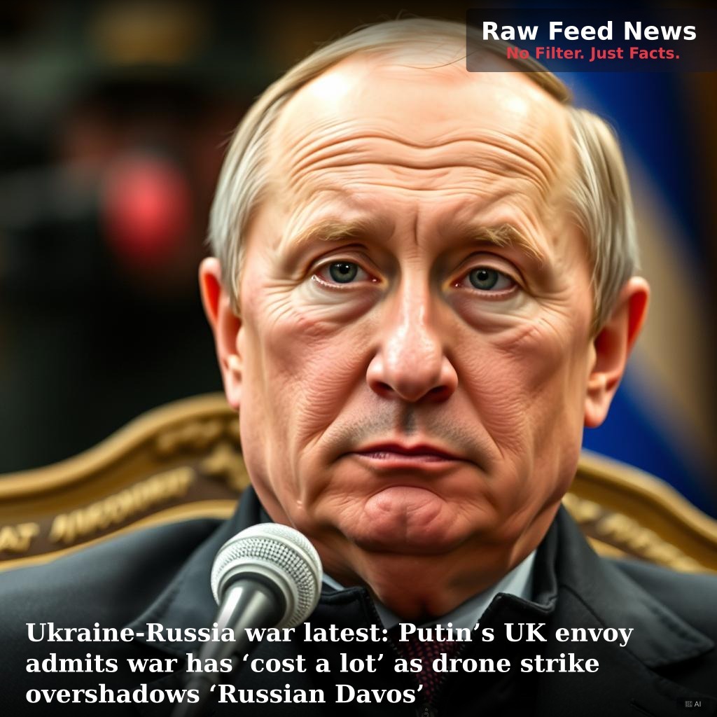 Ukraine-Russia war latest: Putin’s UK envoy admits war has ‘cost a lot’ as drone strike overshadows ‘Russian Davos’