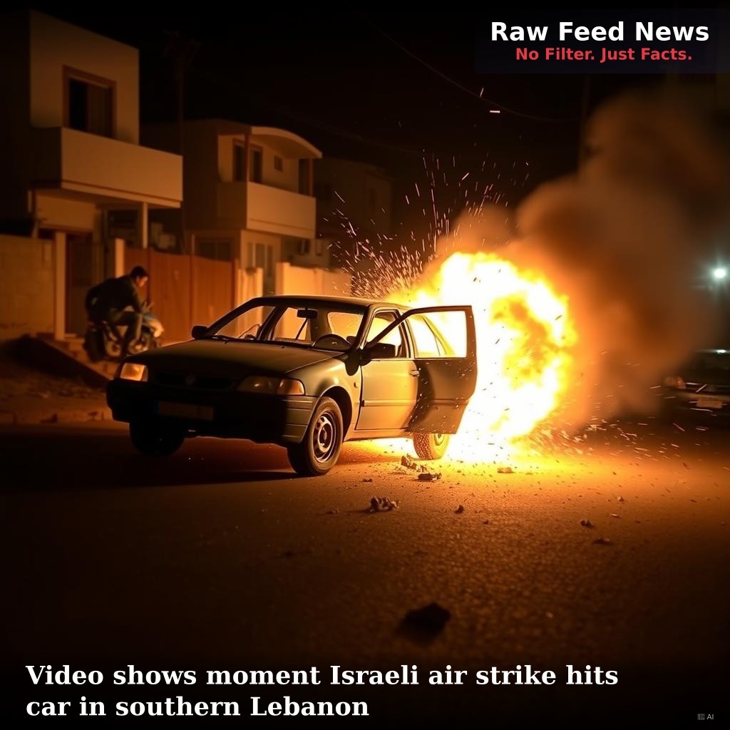 Video shows moment Israeli air strike hits car in southern Lebanon