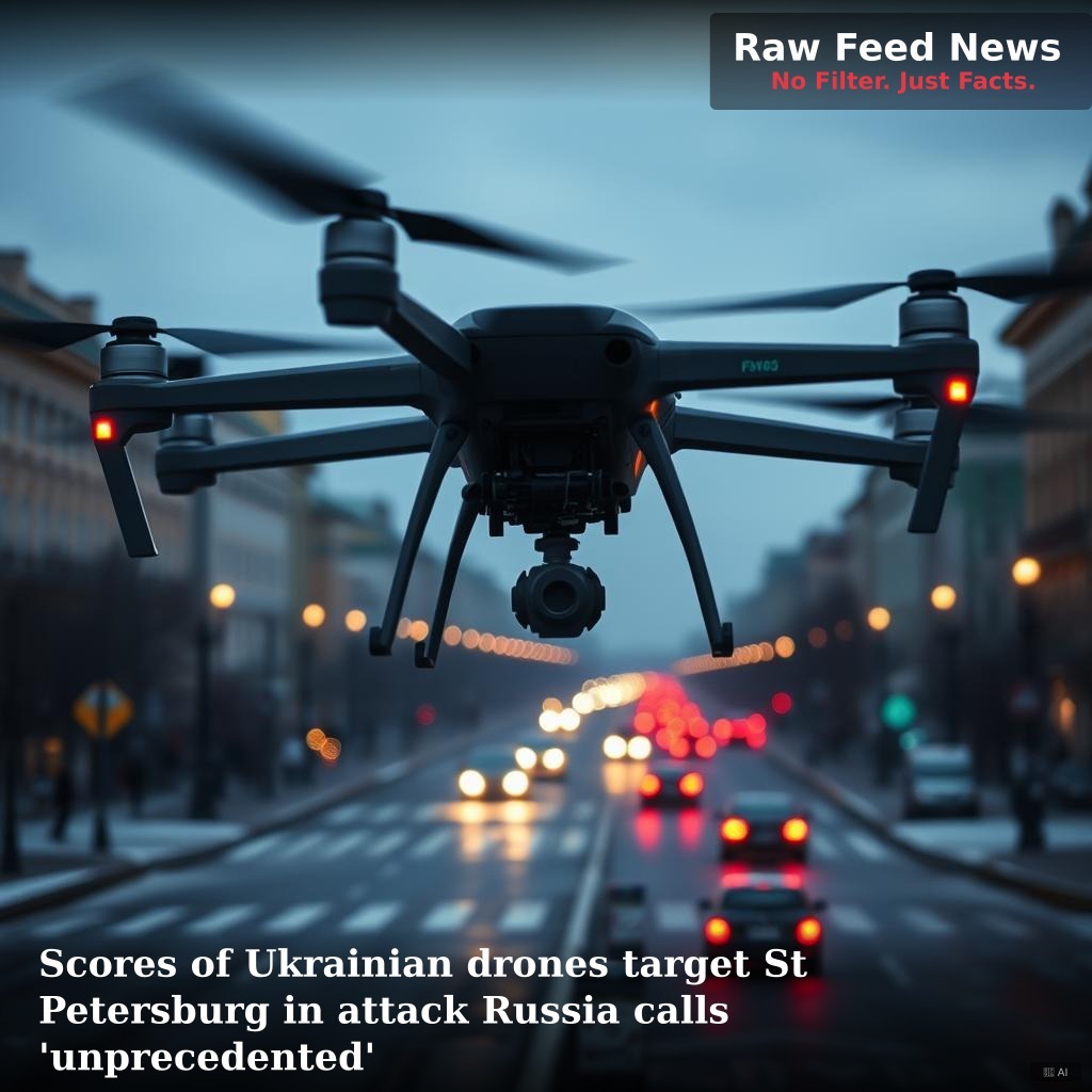 Scores of Ukrainian drones target St Petersburg in attack Russia calls 'unprecedented'
