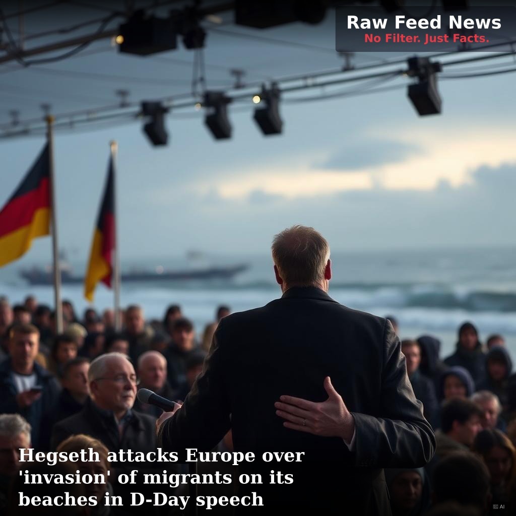 Hegseth attacks Europe over 'invasion' of migrants on its beaches in D-Day speech