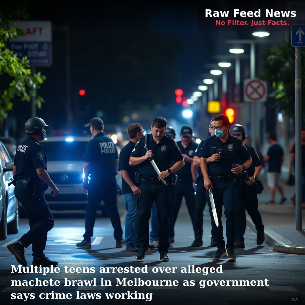 Multiple teens arrested over alleged machete brawl in Melbourne as government says crime laws working