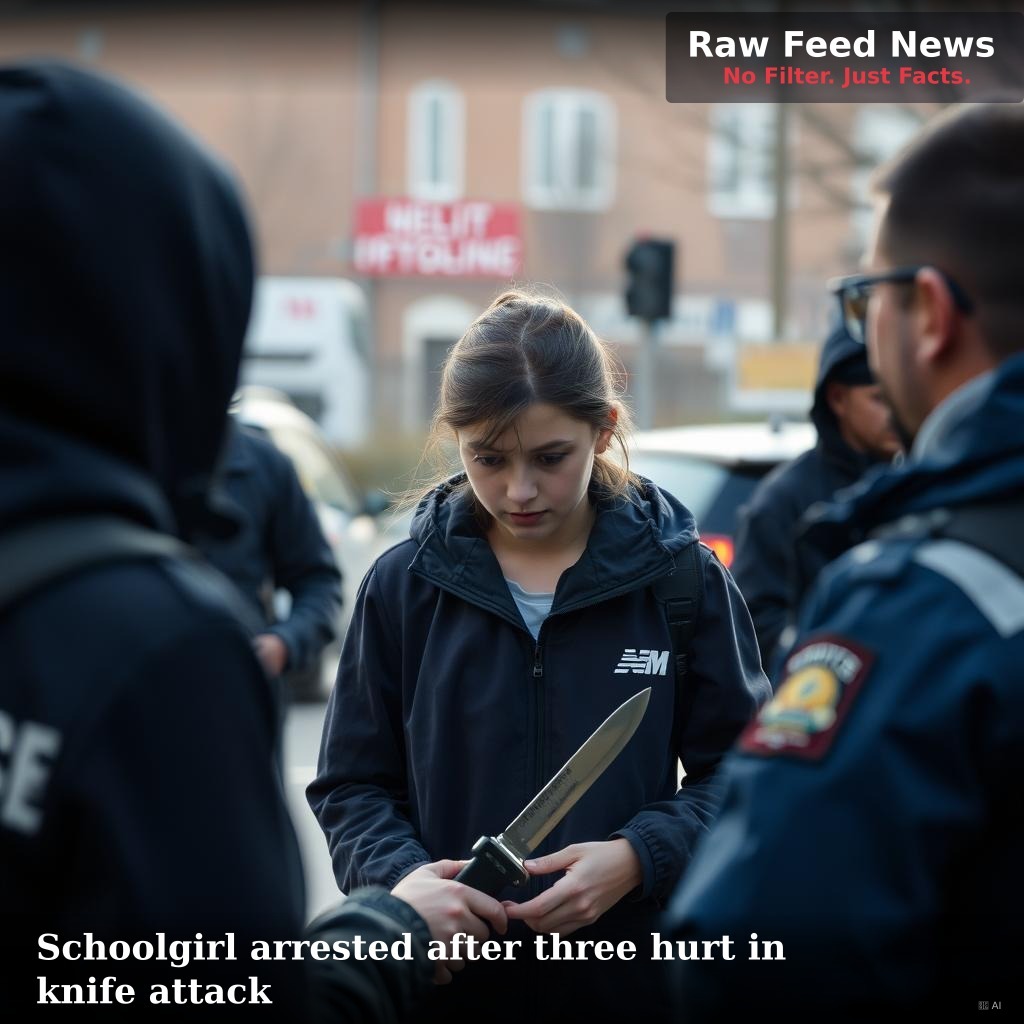 Schoolgirl arrested after three hurt in knife attack