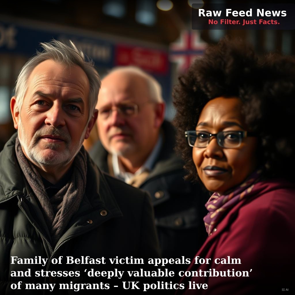 Family of Belfast victim appeals for calm and stresses ‘deeply valuable contribution’ of many migrants – UK politics live