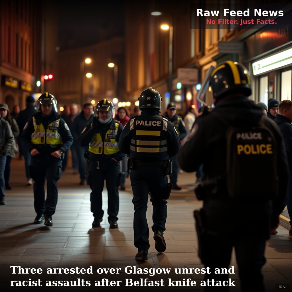 Three arrested over Glasgow unrest and racist assaults after Belfast knife attack