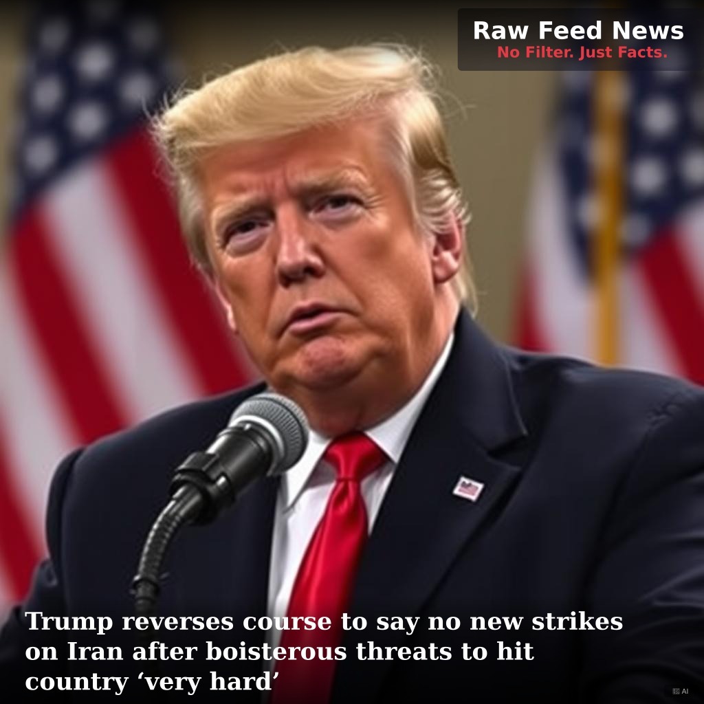 Trump reverses course to say no new strikes on Iran after boisterous threats to hit country ‘very hard’