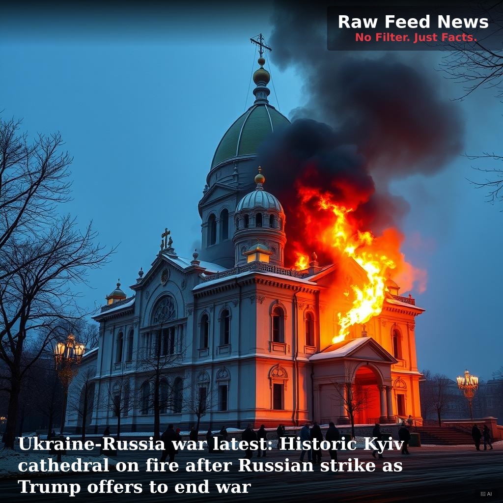 Ukraine-Russia war latest: Historic Kyiv cathedral on fire after Russian strike as Trump offers to end war
