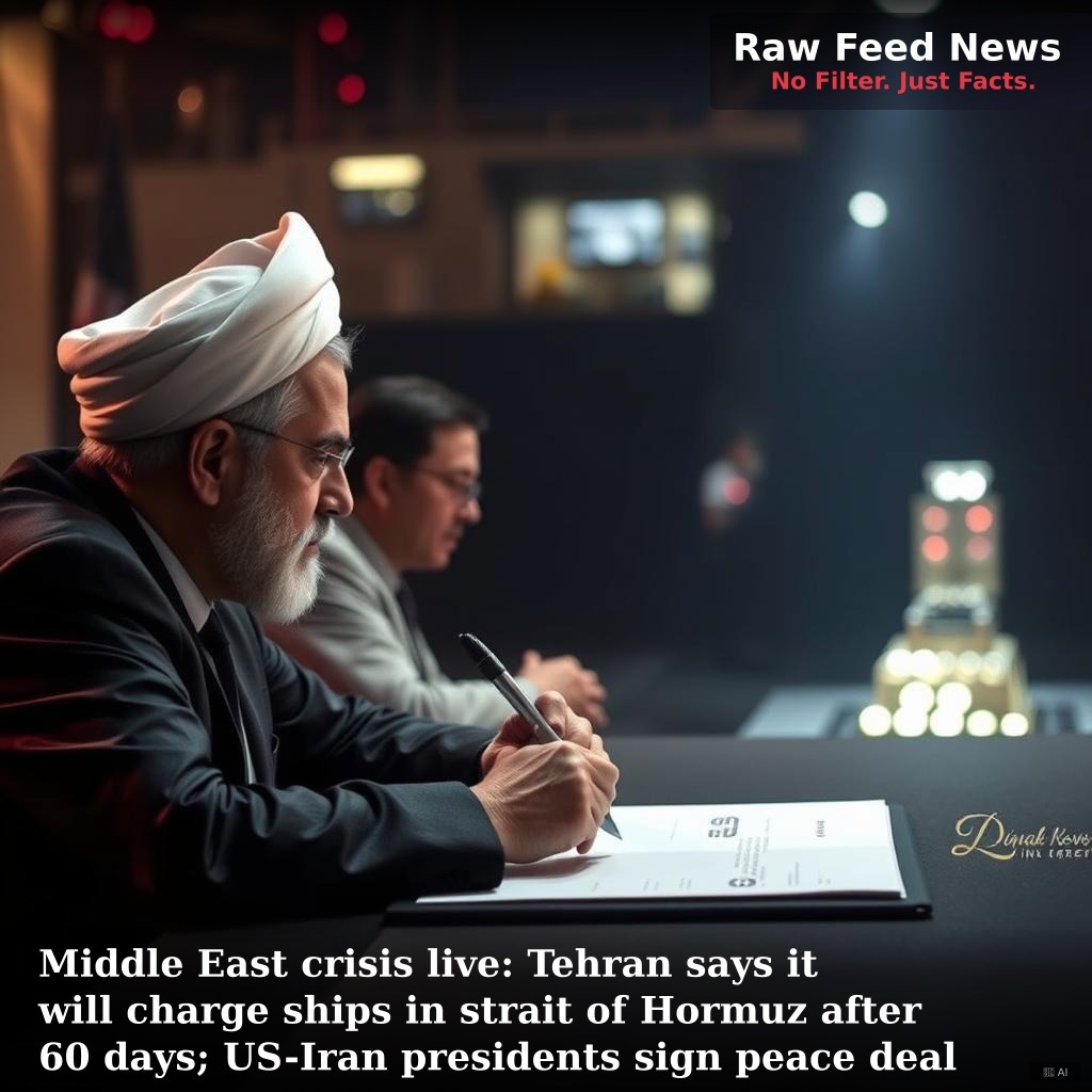 Middle East crisis live: Tehran says it will charge ships in strait of Hormuz after 60 days; US-Iran presidents sign peace deal