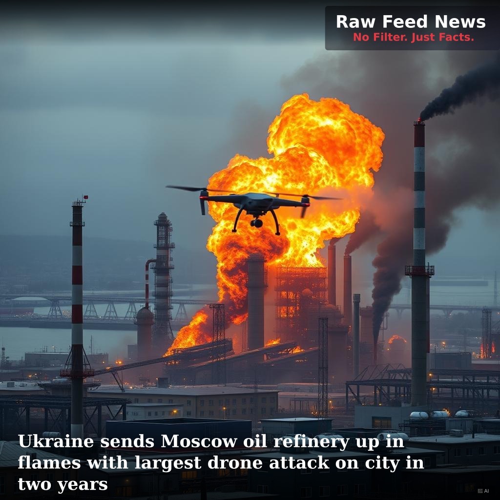 Ukraine sends Moscow oil refinery up in flames with largest drone attack on city in two years