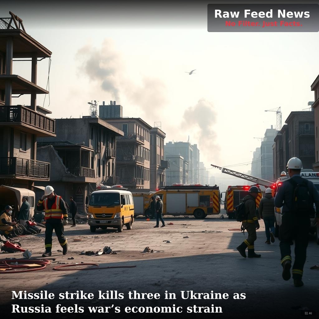 Missile strike kills three in Ukraine as Russia feels war’s economic strain