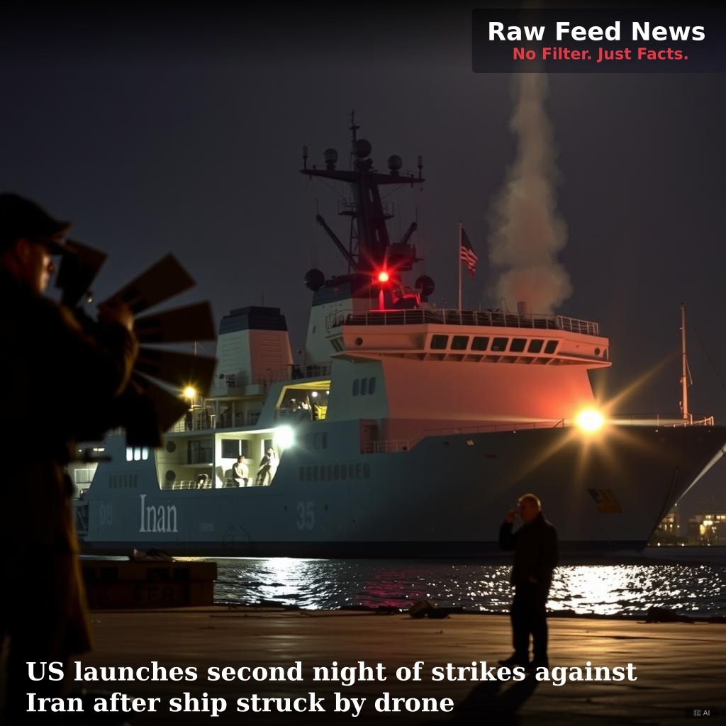 US launches second night of strikes against Iran after ship struck by drone