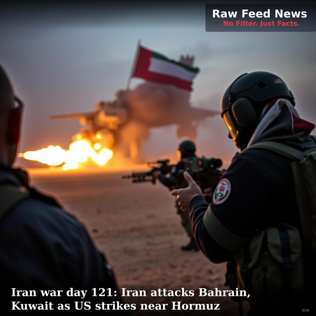 Iran war day 121: Iran attacks Bahrain, Kuwait as US strikes near Hormuz