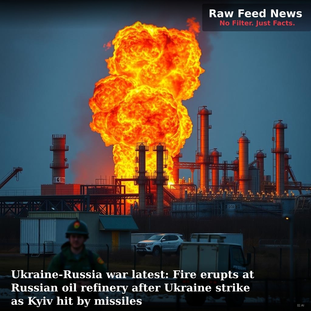 Ukraine-Russia war latest: Fire erupts at Russian oil refinery after Ukraine strike as Kyiv hit by missiles