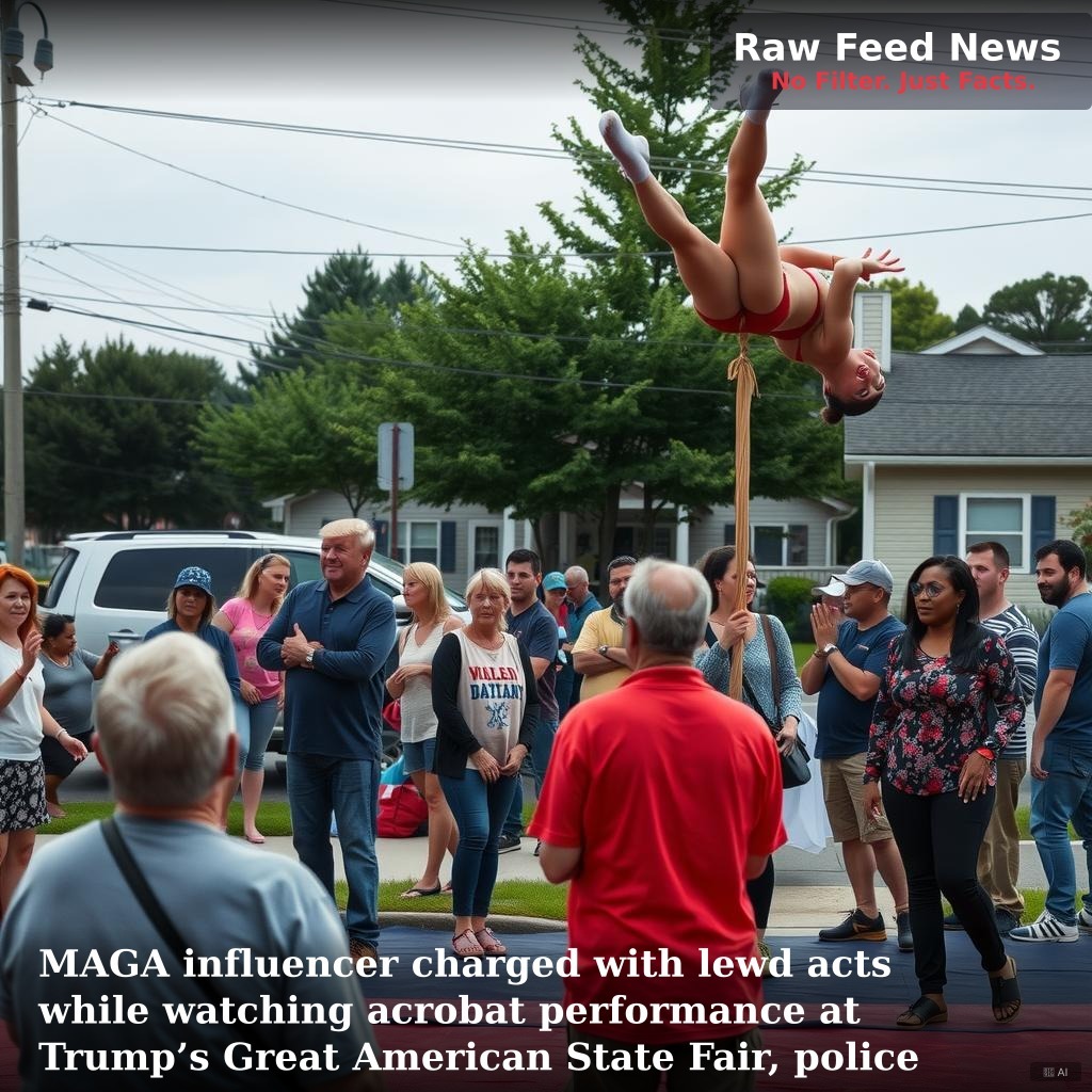 MAGA influencer charged with lewd acts while watching acrobat performance at Trump’s Great American State Fair, police say