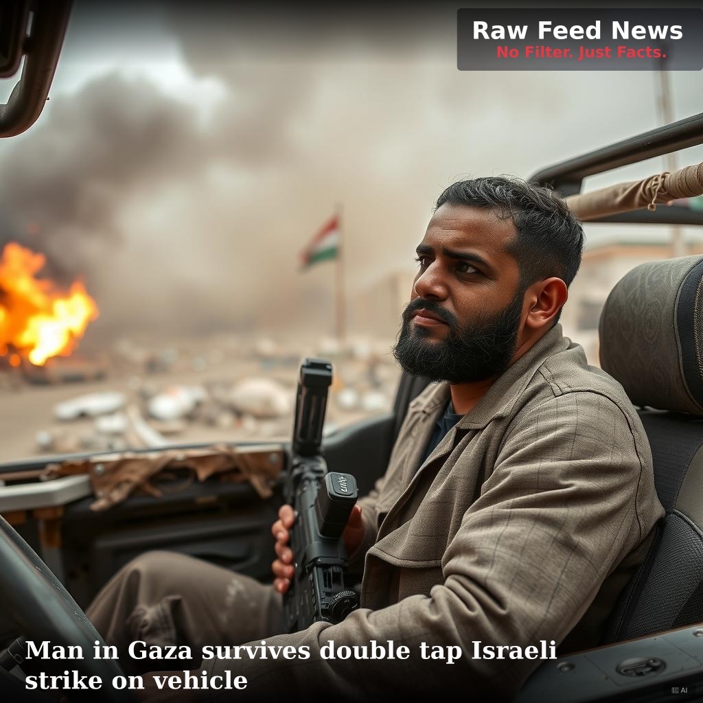 Man in Gaza survives double tap Israeli strike on vehicle