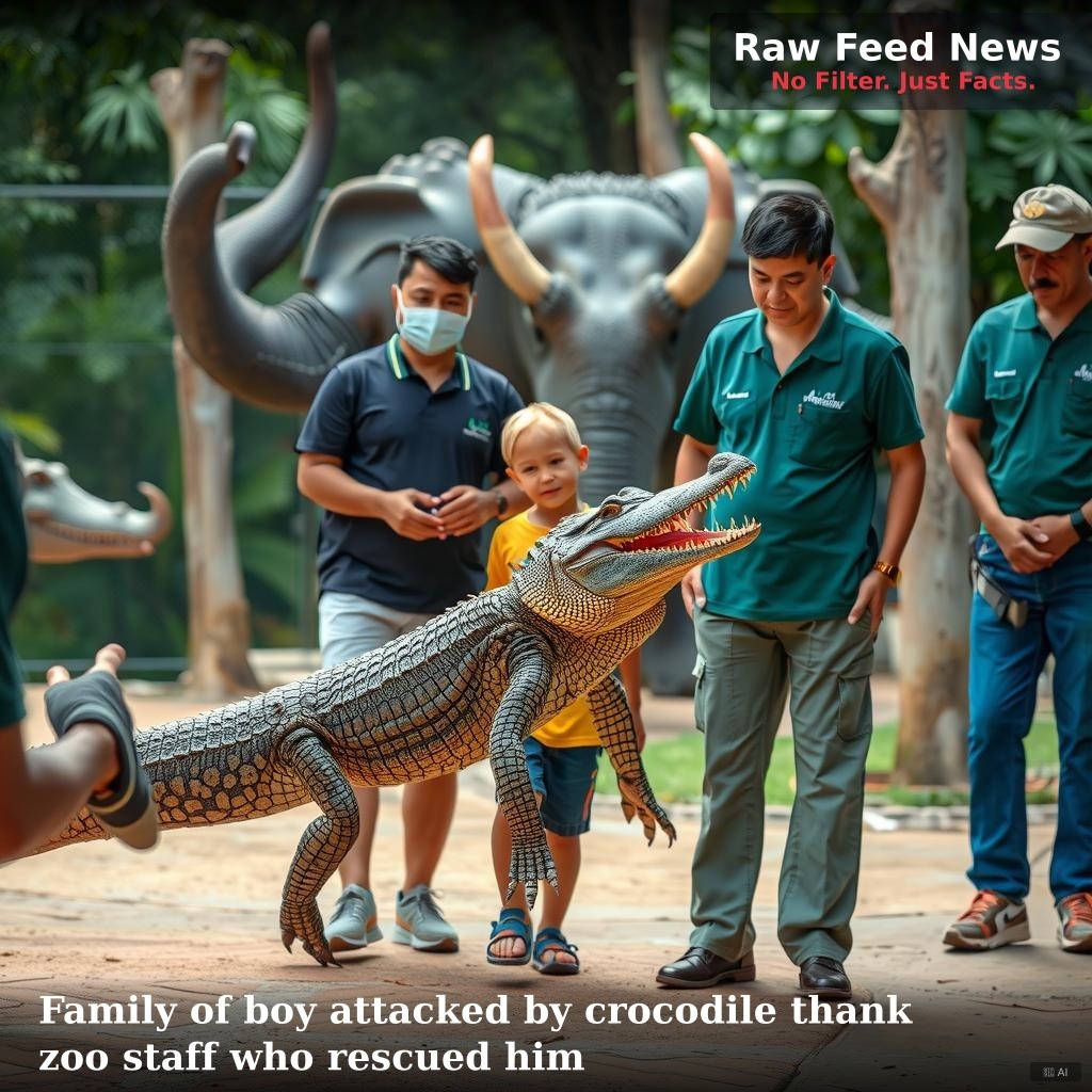 Family of boy attacked by crocodile thank zoo staff who rescued him