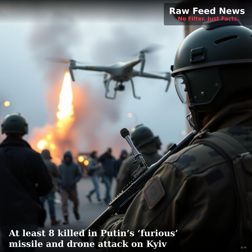 At least 8 killed in Putin’s ‘furious’ missile and drone attack on Kyiv