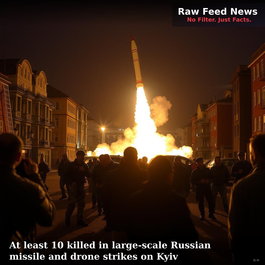 At least 10 killed in large-scale Russian missile and drone strikes on Kyiv