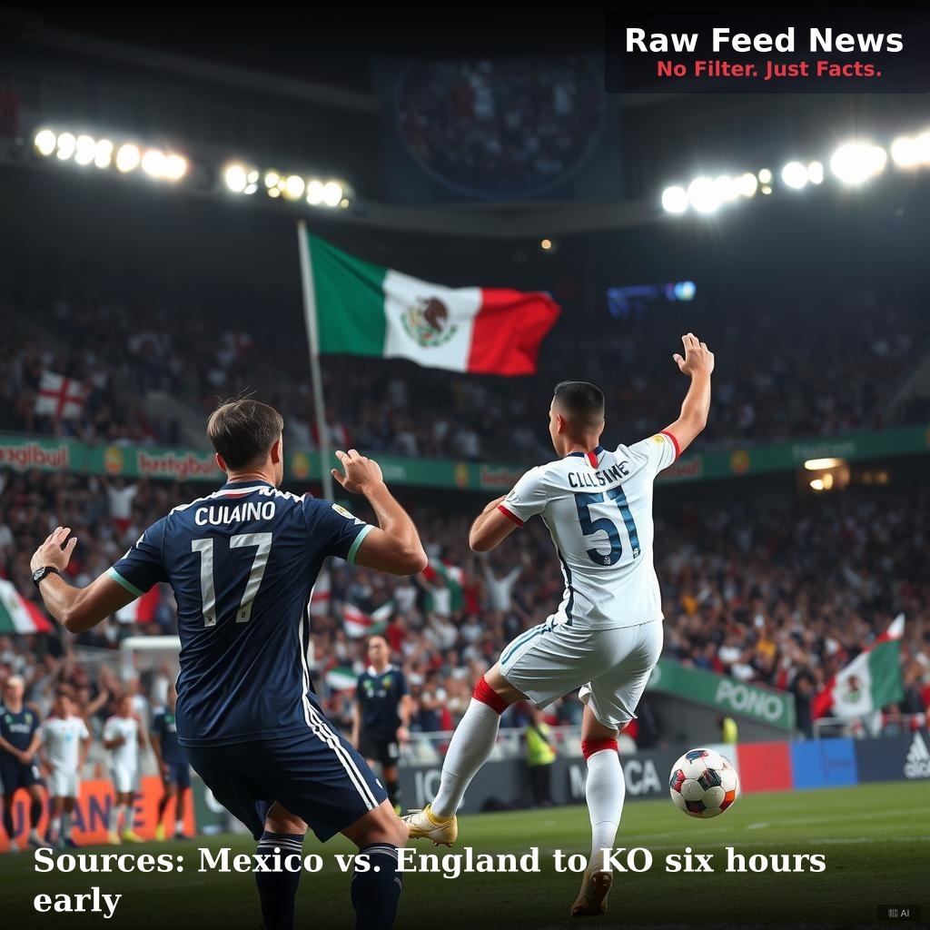 Sources: Mexico vs. England to KO six hours early