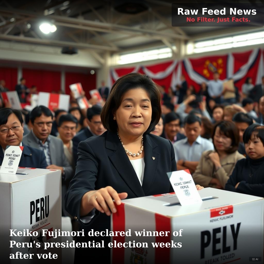 Keiko Fujimori declared winner of Peru's presidential election weeks after vote