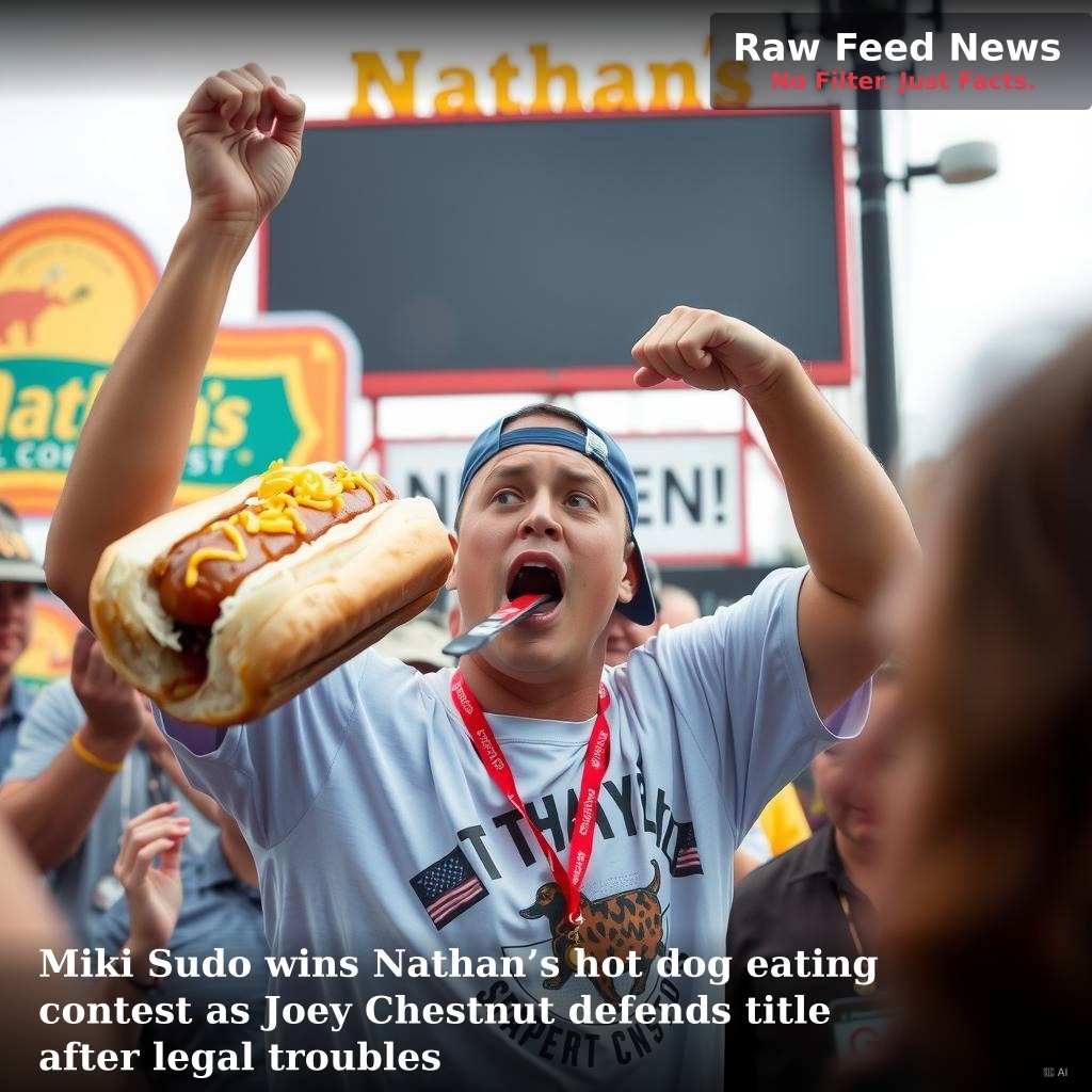 Miki Sudo wins Nathan’s hot dog eating contest as Joey Chestnut defends title after legal troubles