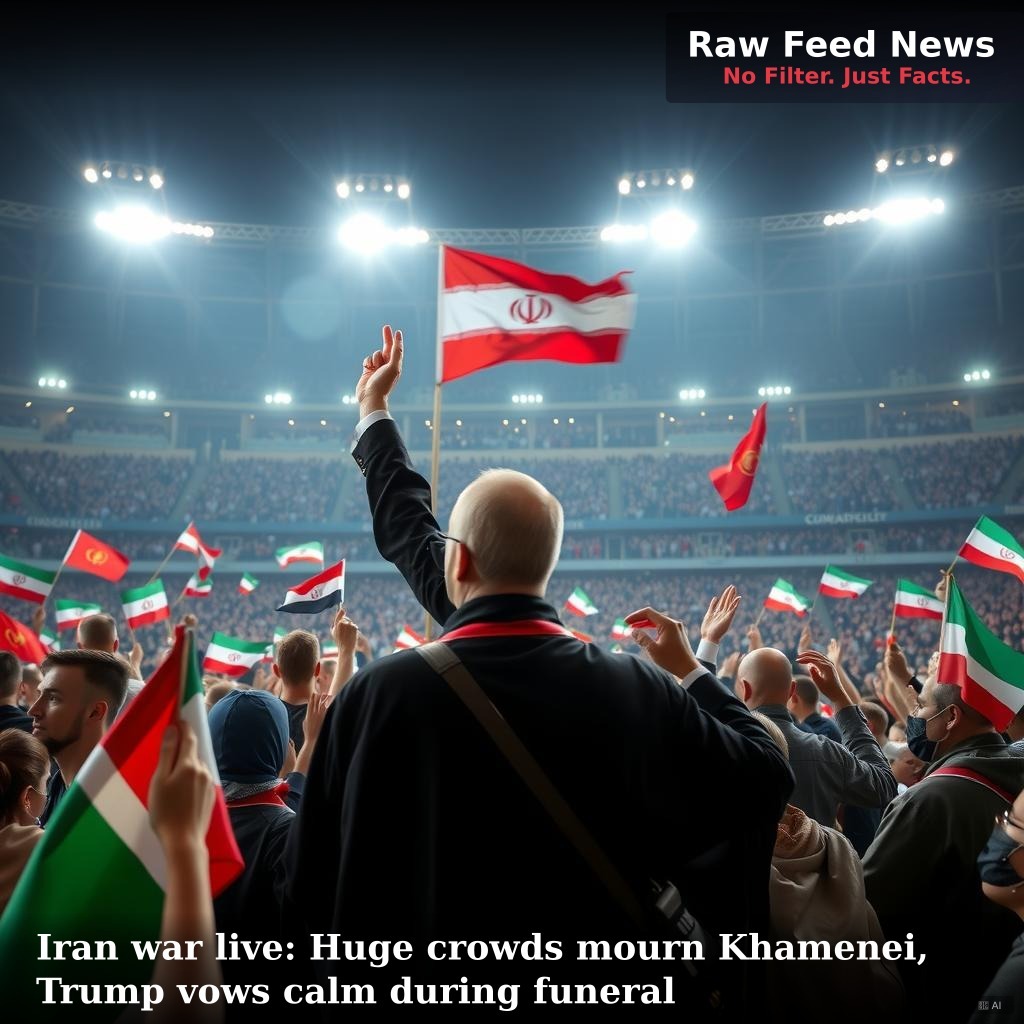 Iran war live: Huge crowds mourn Khamenei, Trump vows calm during funeral