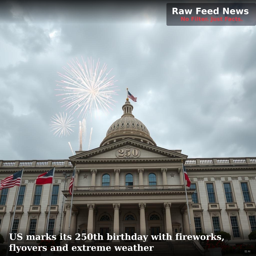US marks its 250th birthday with fireworks, flyovers and extreme weather
