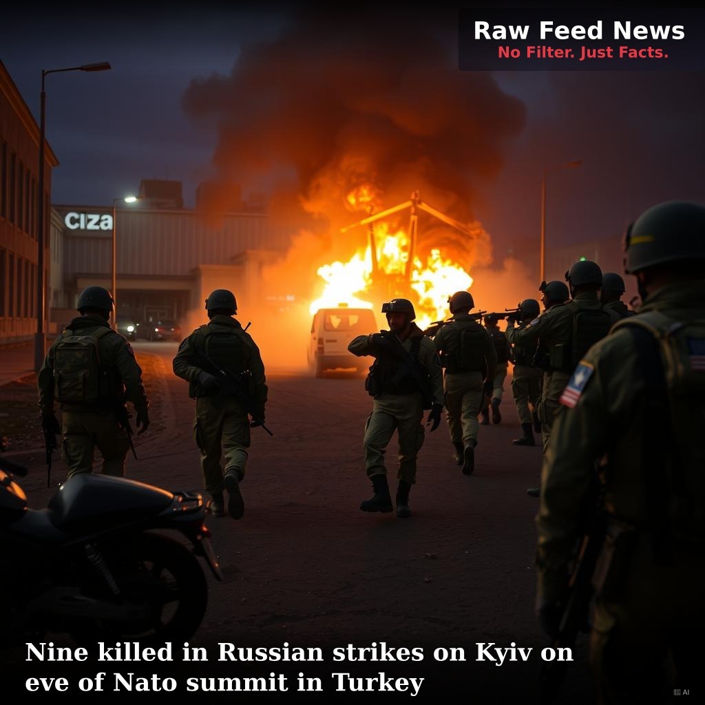 Nine killed in Russian strikes on Kyiv on eve of Nato summit in Turkey