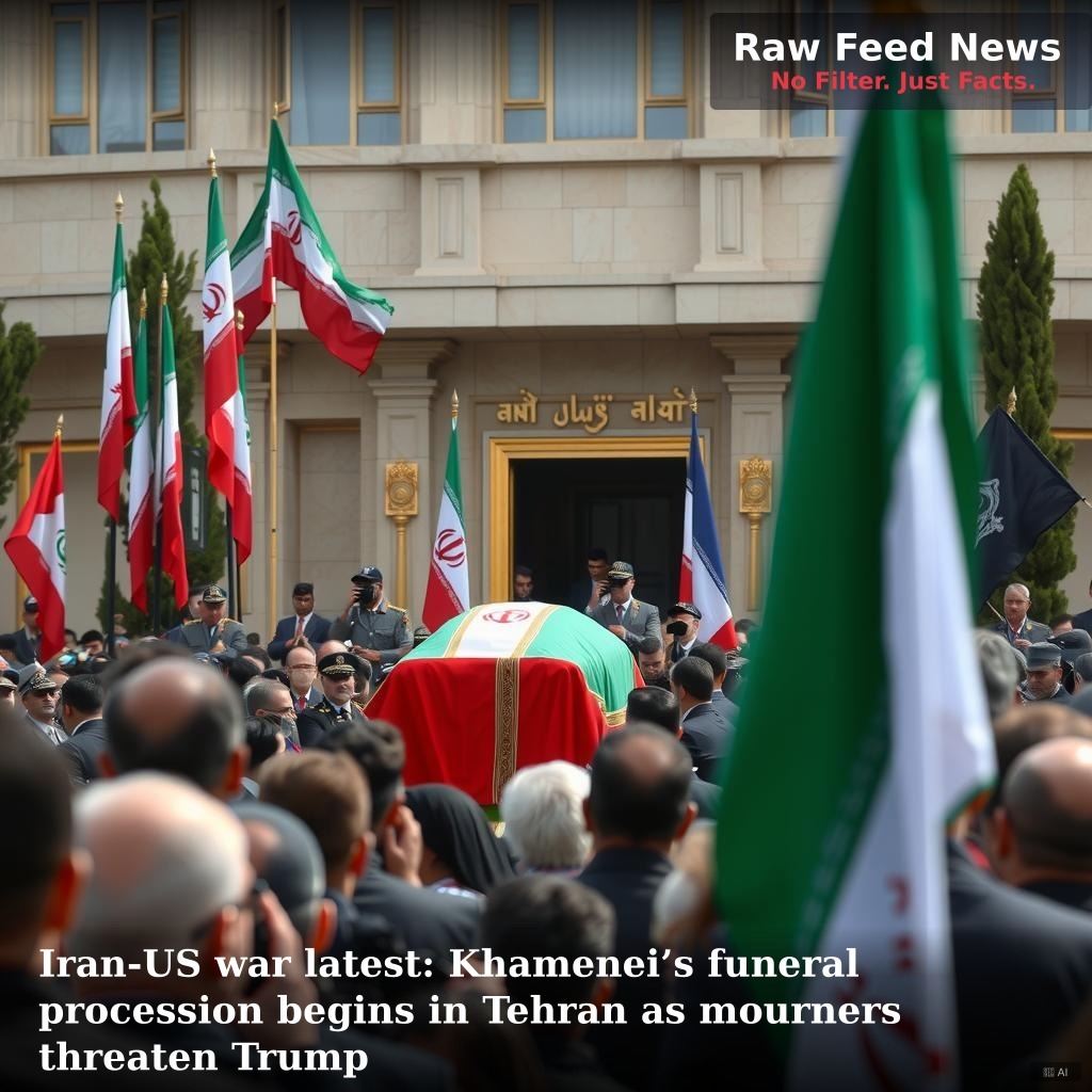 Iran-US war latest: Khamenei’s funeral procession begins in Tehran as mourners threaten Trump