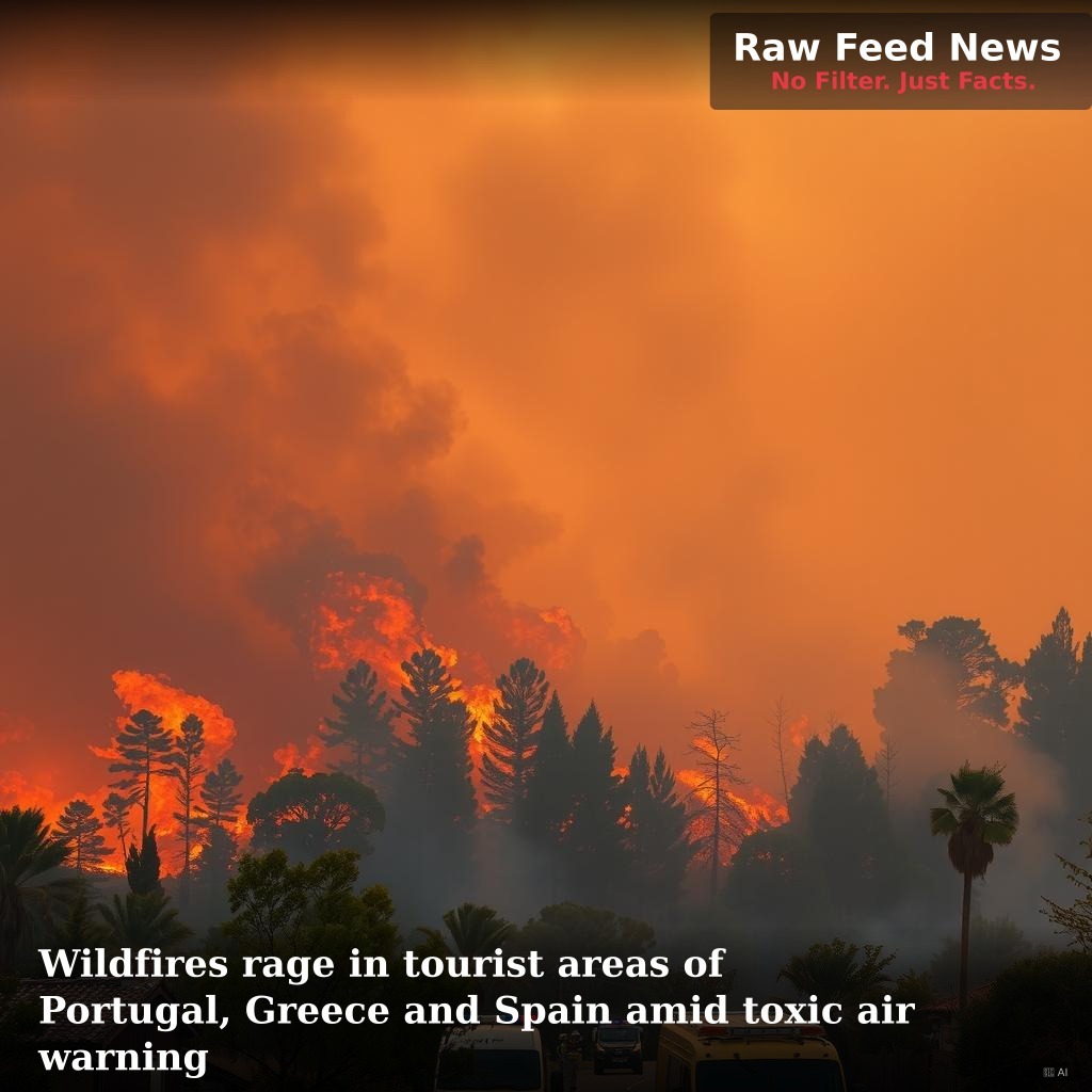 Wildfires rage in tourist areas of Portugal, Greece and Spain amid toxic air warning