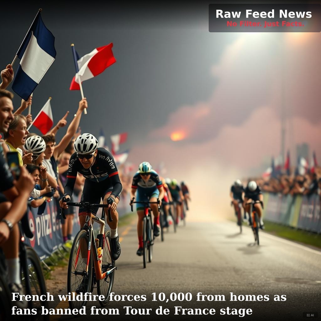 French wildfire forces 10,000 from homes as fans banned from Tour de France stage