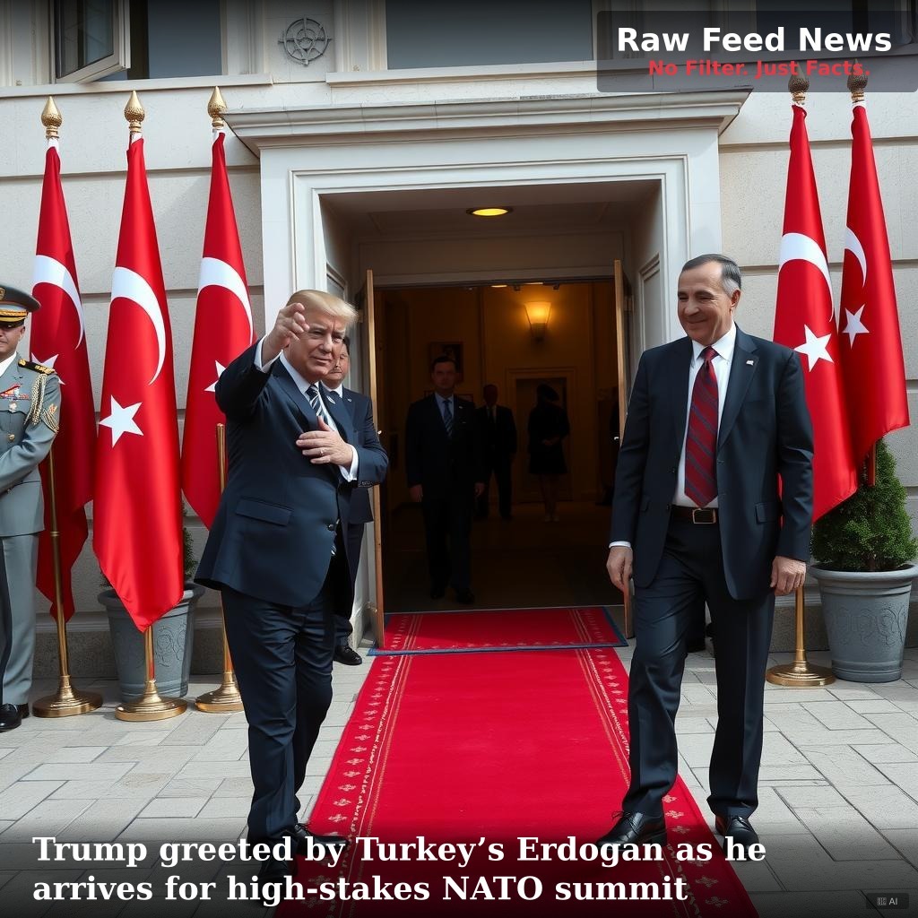 Trump greeted by Turkey’s Erdogan as he arrives for high-stakes NATO summit