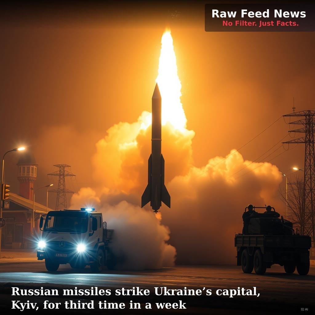 Russian missiles strike Ukraine’s capital, Kyiv, for third time in a week